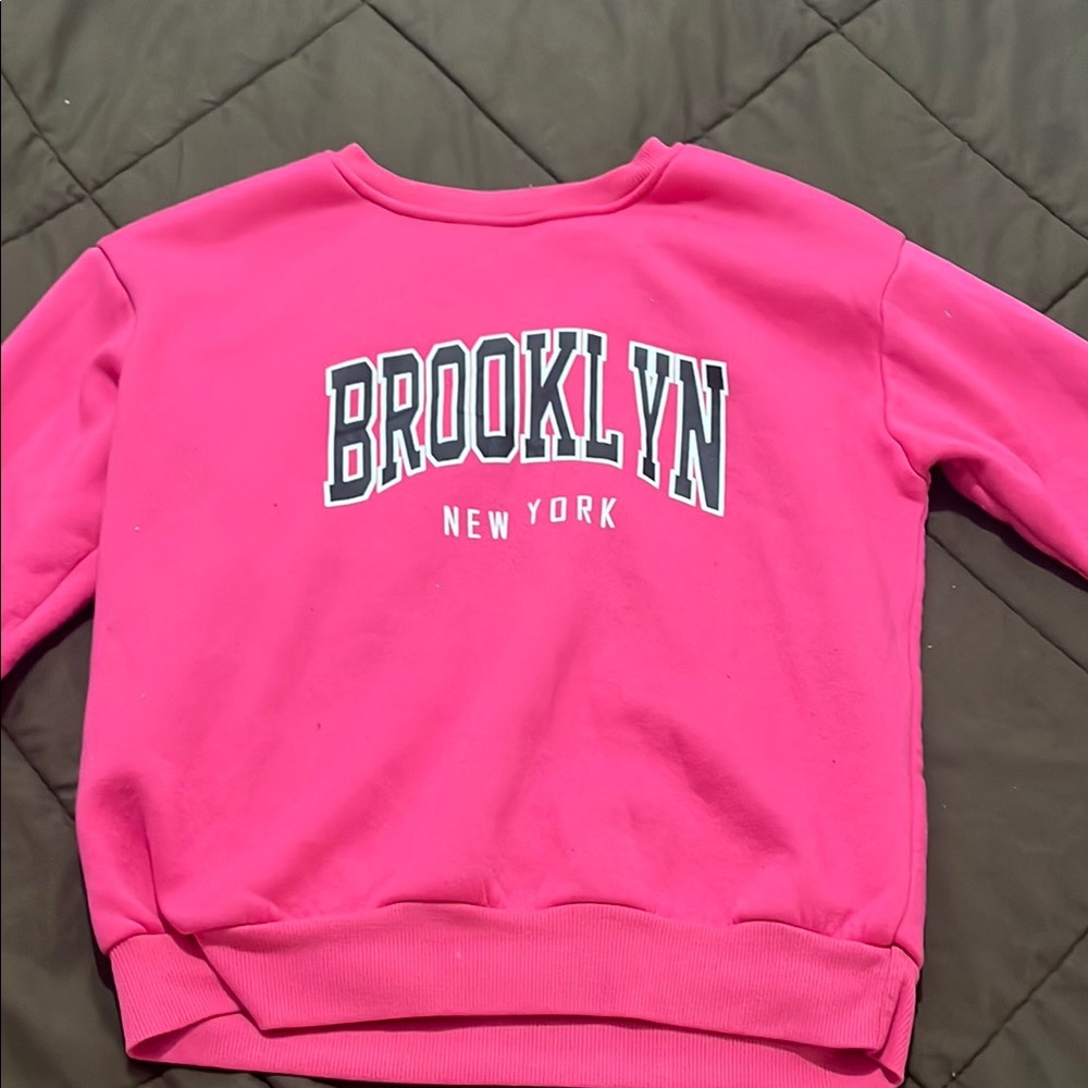SHEIN Pink Brooklyn New York Kids Sweatshirt
